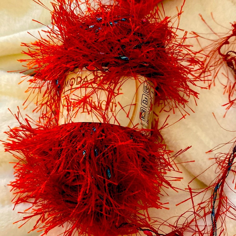 2 New dark red Moda Dea Fur Ever yarn each one 49 yards